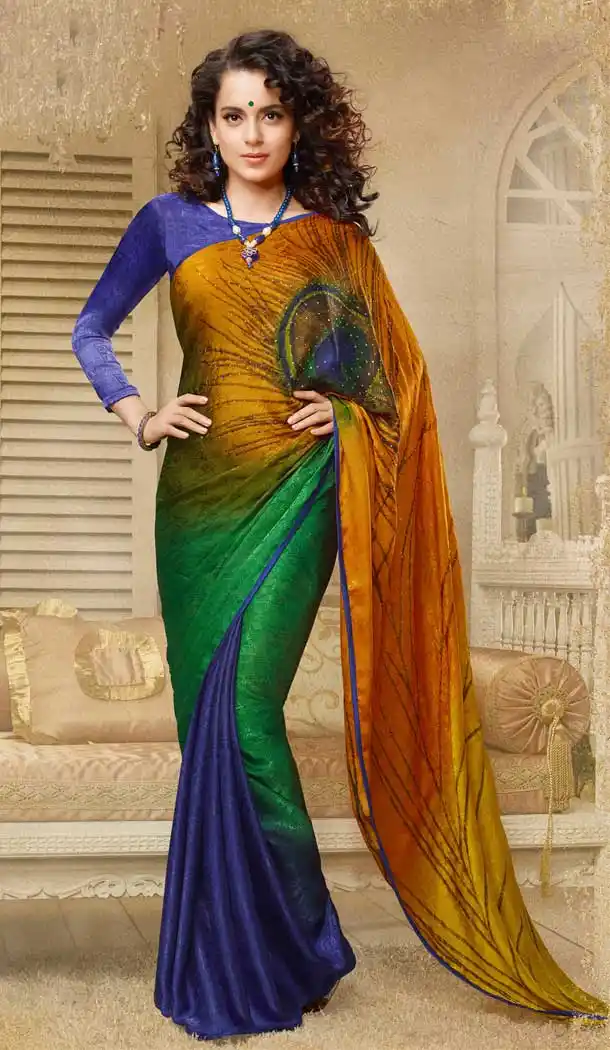 Ultimate Multi Color Silk Crepe Casual Wear Saree Blouse -764294074