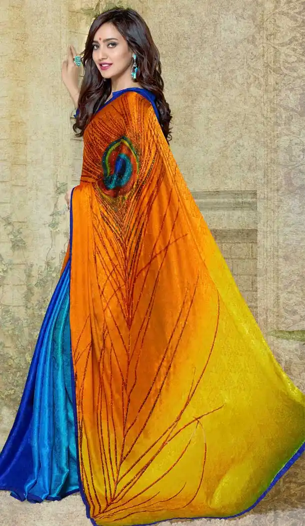 Chic Multi Color Silk Crepe Casual Wear Saree Blouse -764294076