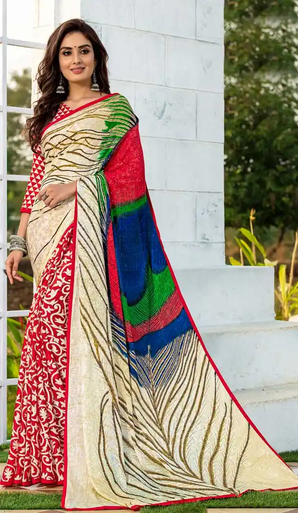 Fabulous Look Multi Color Silk Jacquard Casual Wear Saree Blouse -764494090