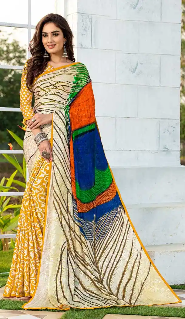 Charming Multi Color Silk Jacquard Casual Wear Saree Blouse -764494092
