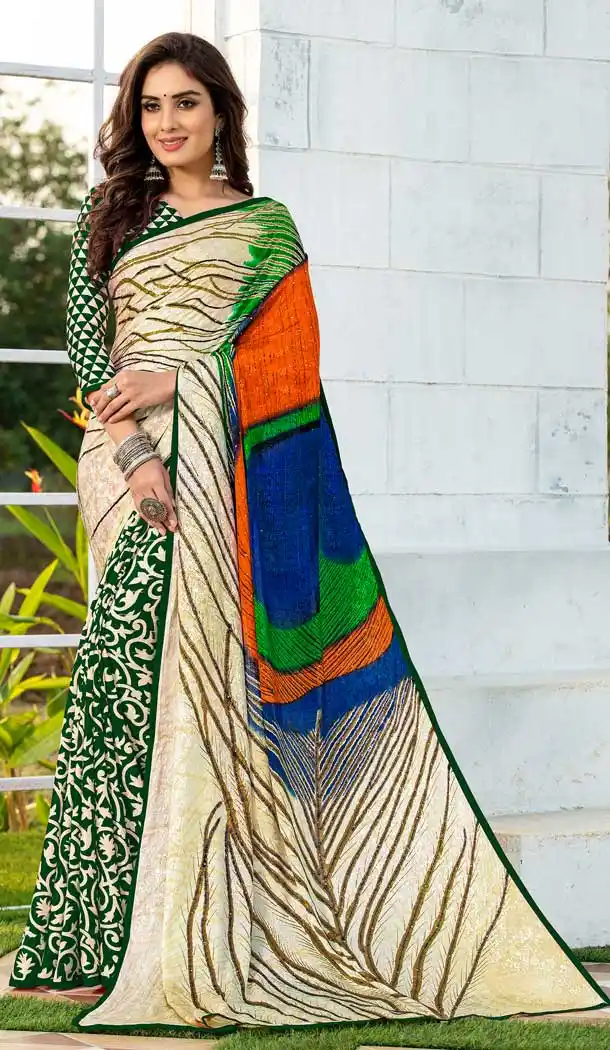 Classic Multi Color Silk Jacquard Casual Wear Saree Blouse -764494097