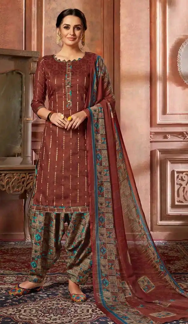 Maroon Color Pure Zam Jacquard Punjabi Patiyala Salwar Suit -769894686