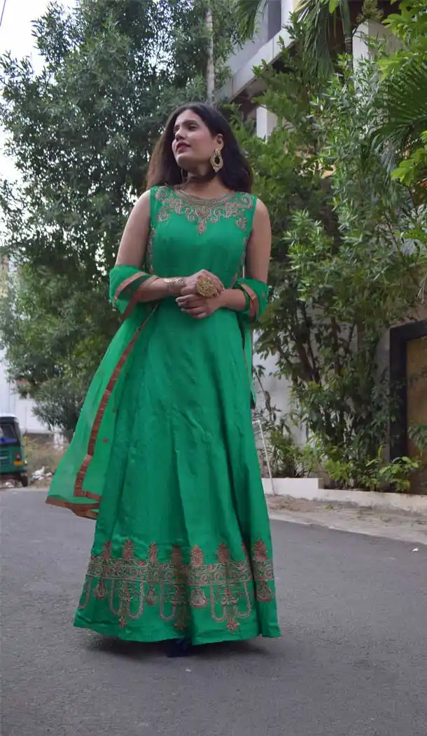 Green Color Art Silk Party Wear Readymade Salwar Kameez -PF72913030