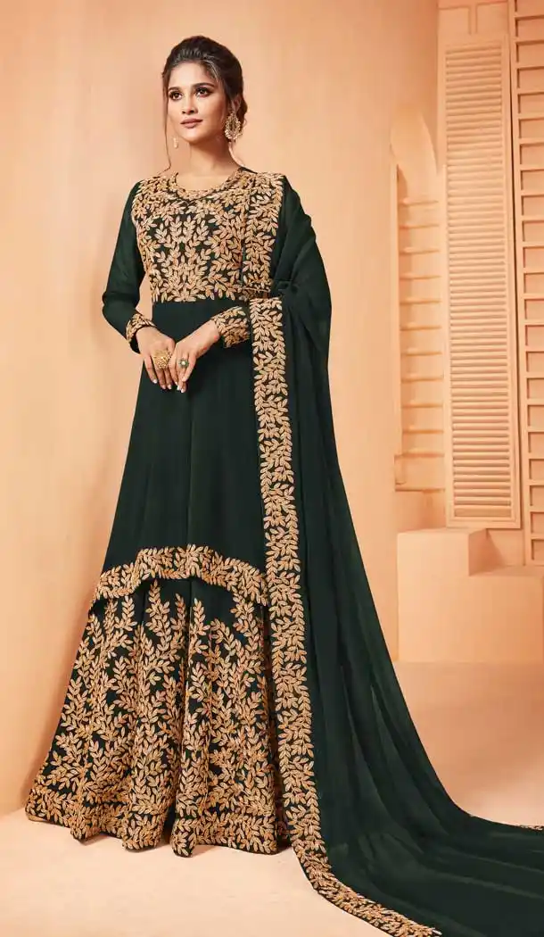 Pine Green Color Georgette Designer Pakistani Style Salwar Kameez -pf73613609