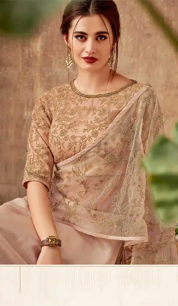Beige Color Silk Georgette Designer Party Wear Women Lehenga Choli -pf75725507