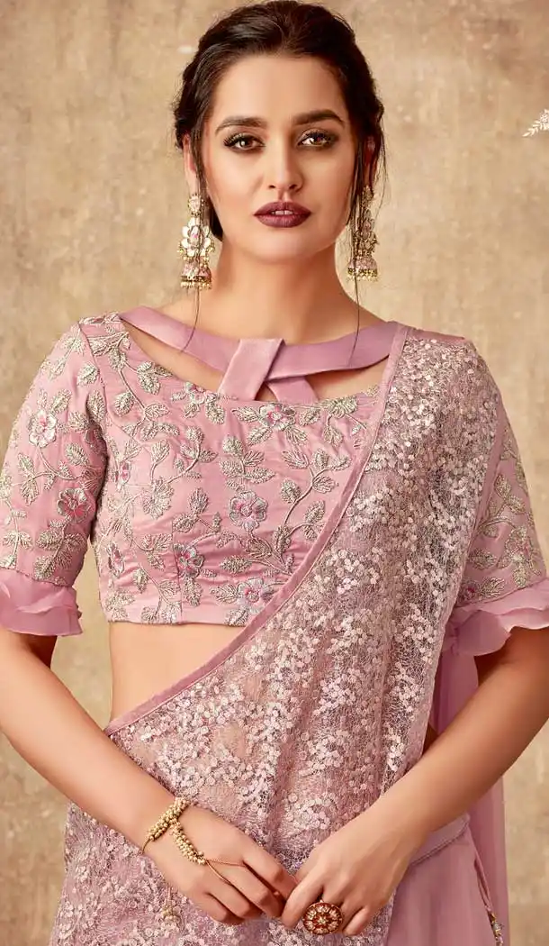 Powder Pink Color Fancy Velvet Designer Party Wear Women Lehenga Choli -pf75725508