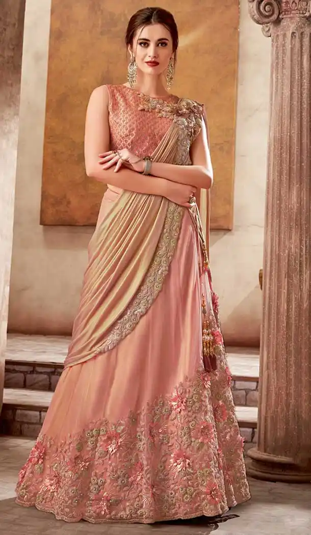 Peach Color Soft Silk Designer Party Wear Lehenga Choli -pf75725515