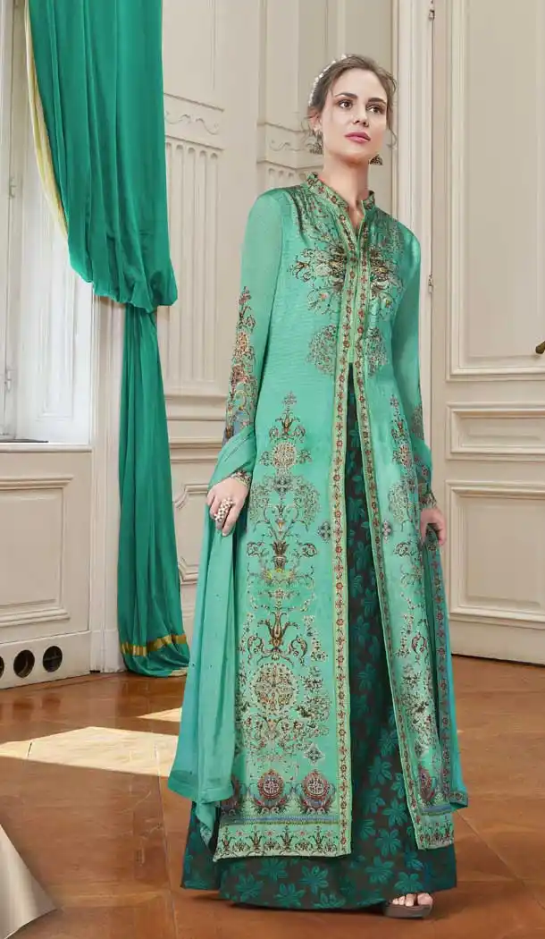 Sea Green Color Georgette Designer Pakistani Salwar Kameez -pf76165850