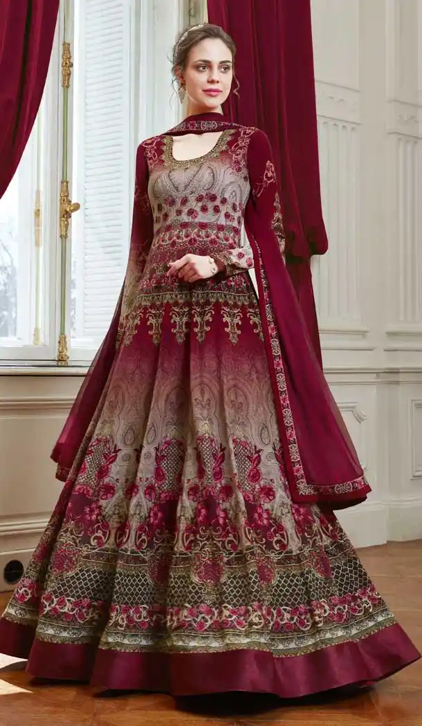Maroon Color Georgette Designer Pakistani Salwar Kameez -pf76165851