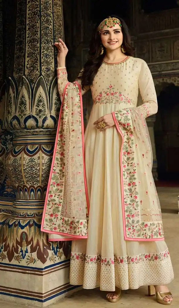 Cream Color Soft Silk Bollywood Celebrity Prachi Desai Salwar Kameez -pf76406103