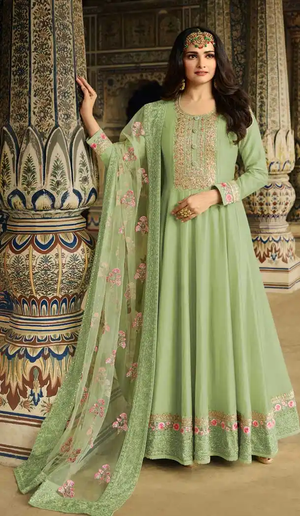 Light Green Color Soft Silk Bollywood Celebrity Prachi Desai Salwar Kameez -pf76406105