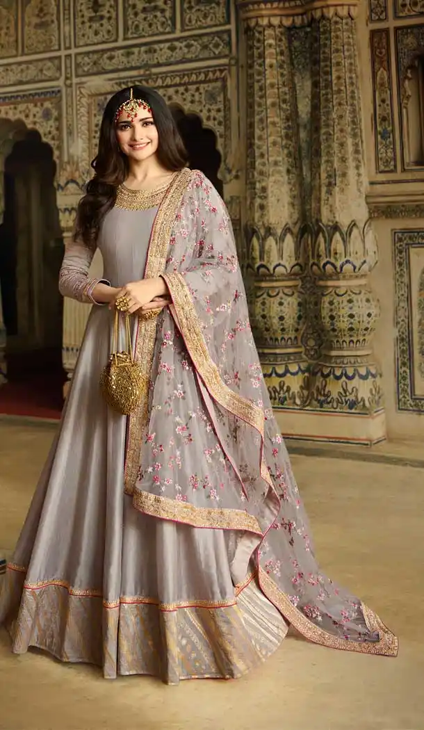 Grey Color Soft Silk Bollywood Celebrity Prachi Desai Salwar Kameez -pf76406106