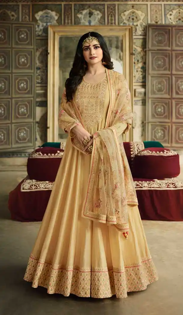 Light Yellow Color Soft Silk Bollywood Celebrity Prachi Desai Salwar Kameez -pf76406108