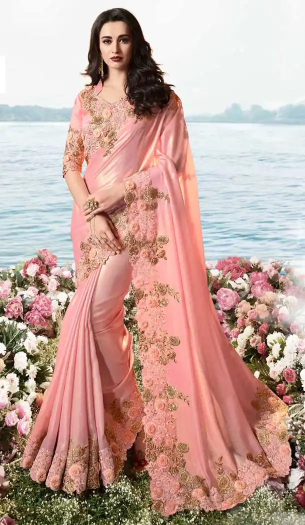 Pink Color Tissue Silk Designer Traditional Wear Saree Blouse -pf76436126