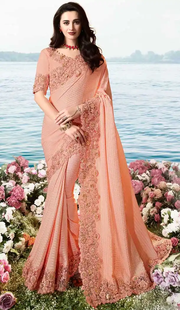 Peach Color Fancy Soft Silk Designer Traditional Wear Saree Blouse -pf76436132