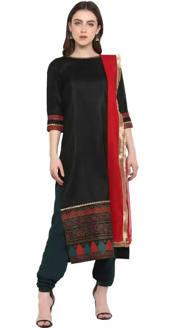 Elegant Black Color Poly Silk Party Wear Readymade Salwar Kameez -pf76576275