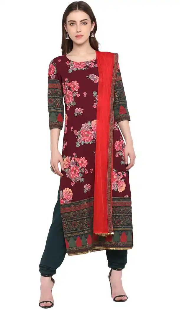 Maroon Color Crepe Party Wear Readymade Salwar Kameez -pf76576281