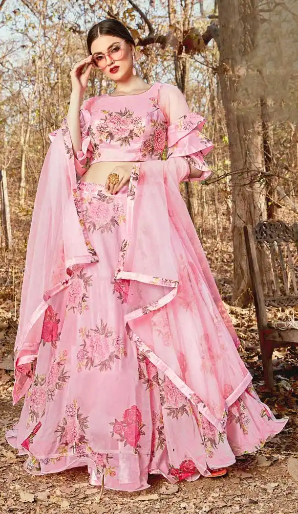 Light Pink Color Orgenza Designer Readymade Party Wear Lehenga Choli -pf76666332