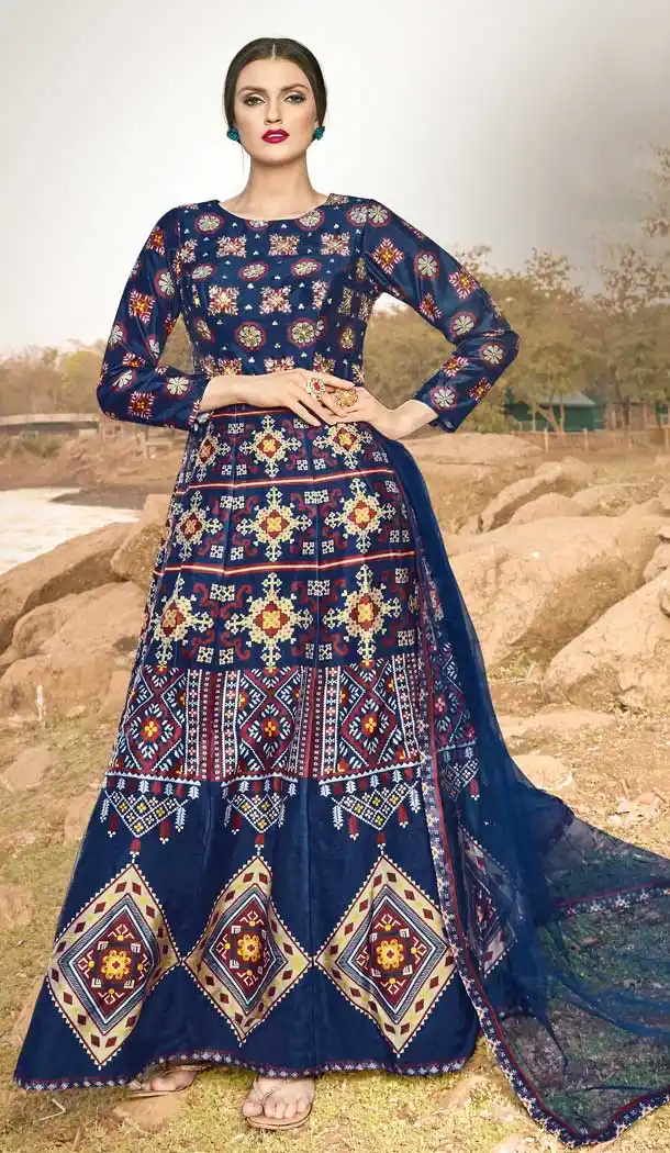 Navy Blue Color Fancy Designer Readymade Party Wear Gown -pf76666341