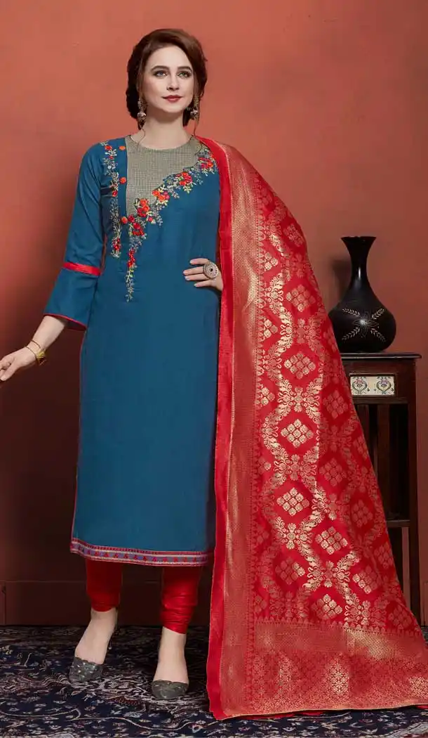 Majesty Blue Color Pure Cotton Causal Office Wear Salwar Kameez -770994754