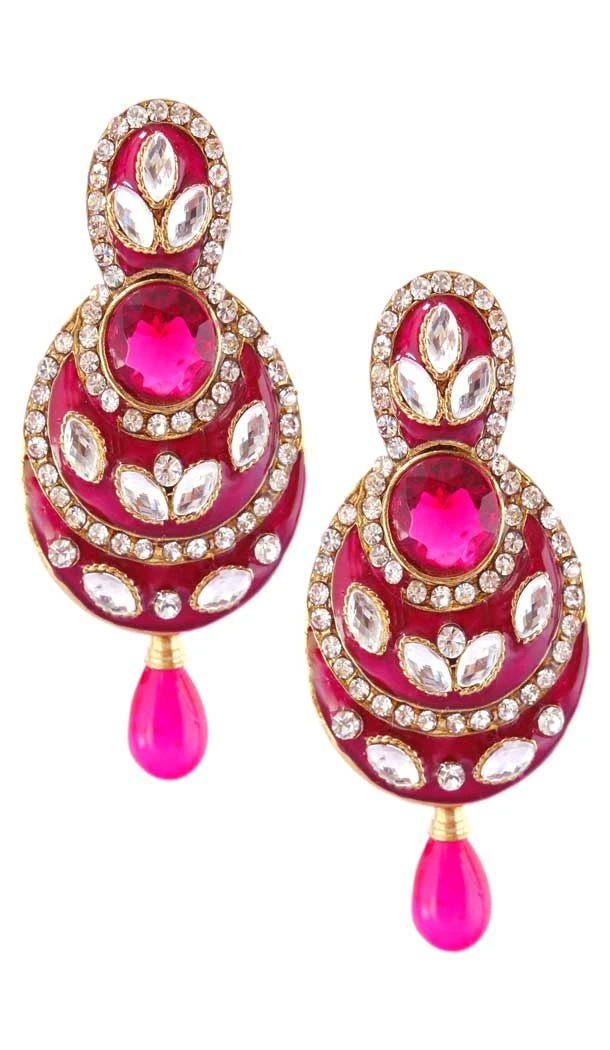 Magnificient Pink Color Brass Gold Plated Fashion Earrings -716588869