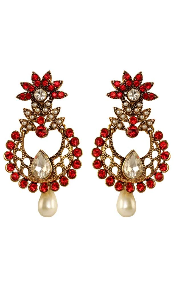 Beautiful Red Color Brass Gold Plated Fashion Earrings -716588870