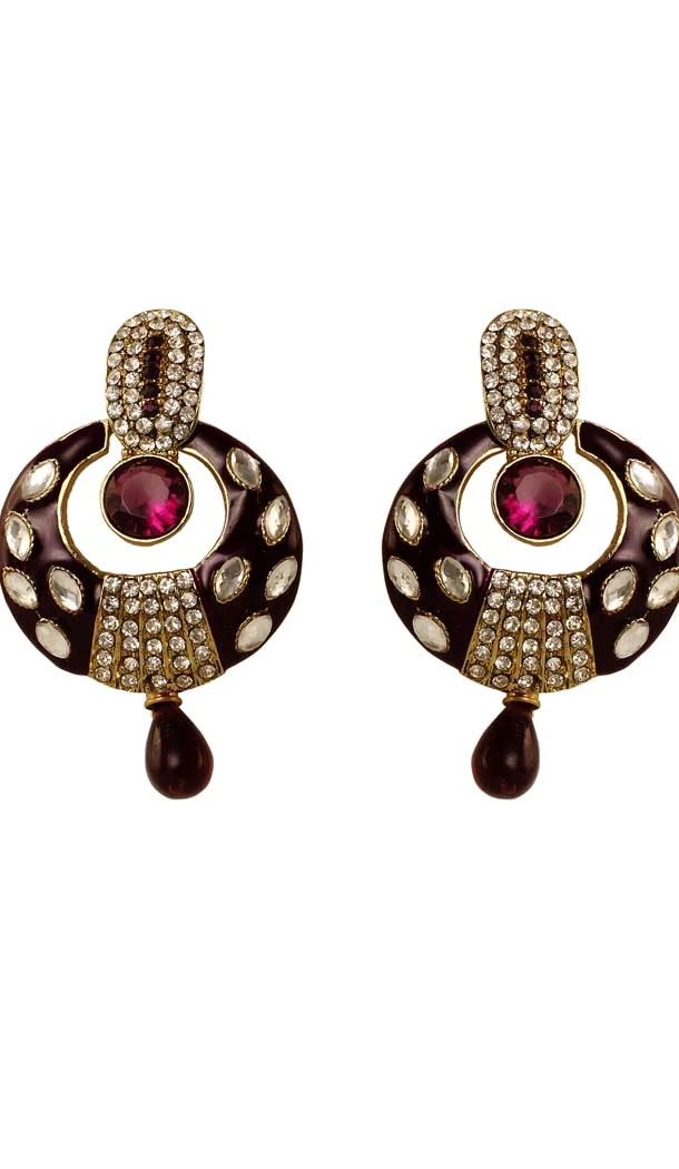 Gorgeous Purple Color Brass Gold Plated Fashion Earrings -716588871