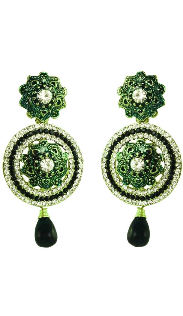 Gorgeous Green Color Brass Gold Plated Fashion Earrings -716588872