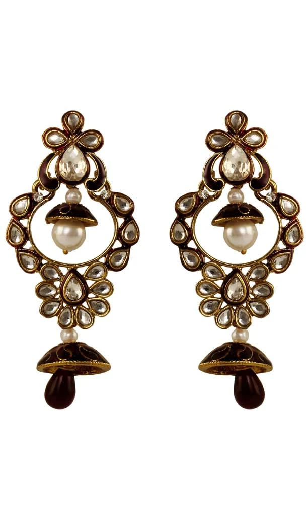 Contemporary Purple Color Brass Gold Plated Fashion Earrings -716588873