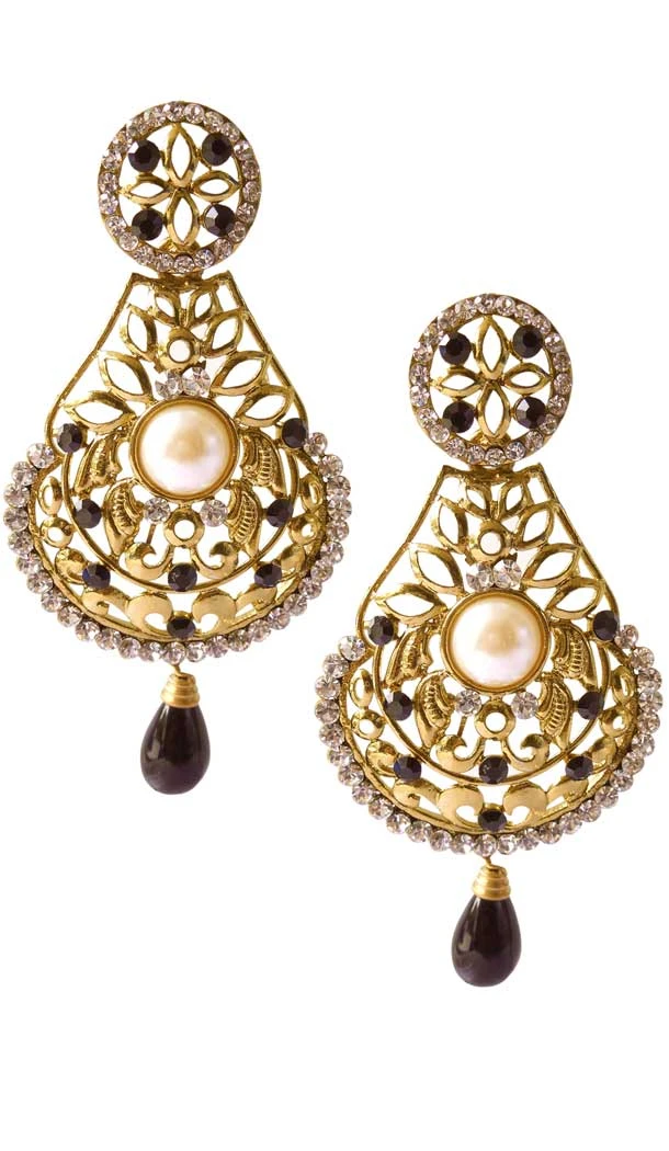 Wonderful Black Color Brass Gold Plated Fashion Earrings -716588878