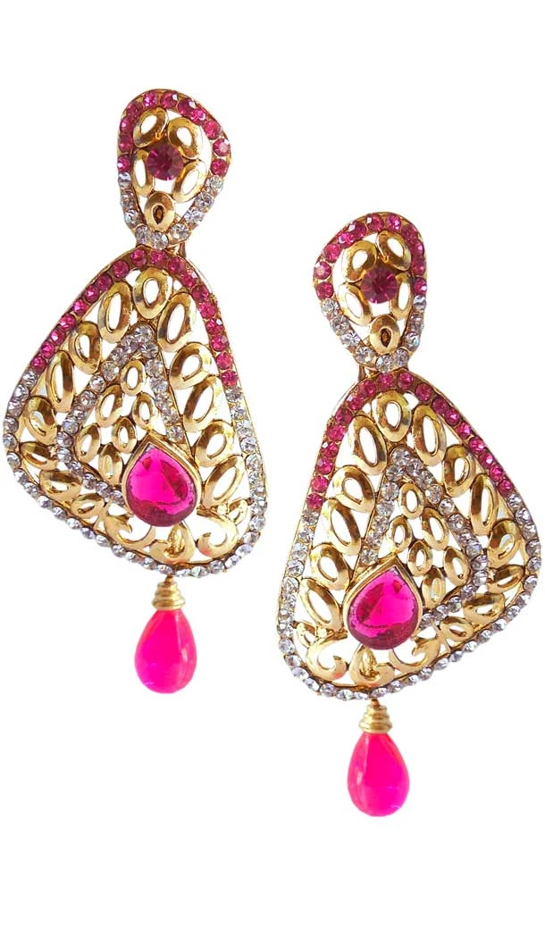 Aesthetic Pink Color Brass Gold Plated Fashion Earrings -716588879