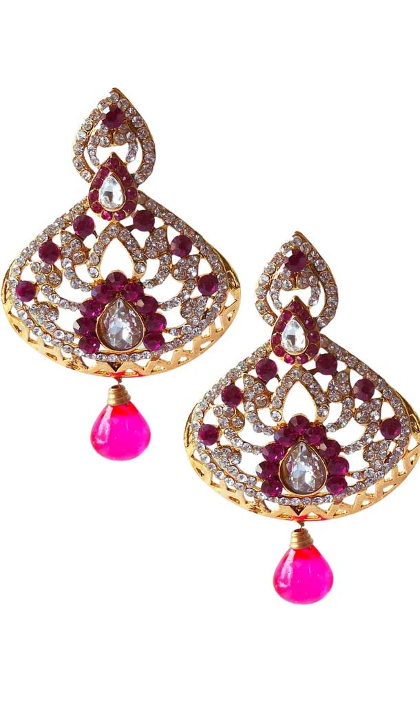 Marvelous Pink Color Brass Gold Plated Fashion Earrings -716588881