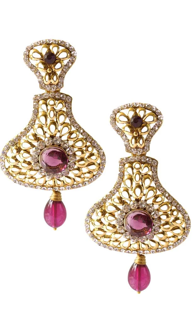 Tranquil Purple Color Brass Gold Plated Fashion Earrings -716588882