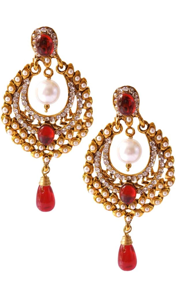 Unique Maroon Color Brass Gold Plated Fashion Earrings -716588884