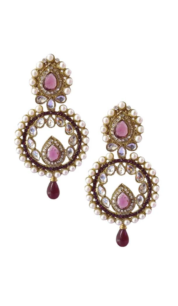 Marvelous Purple Color Brass Gold Plated Fashion Earrings -716588885