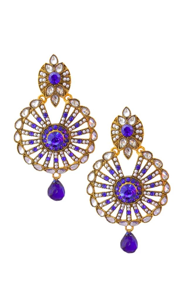 Splendorous Blue Color Brass Gold Plated Fashion Earrings -716588887