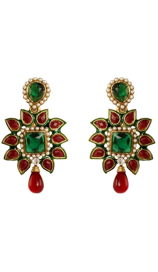 Gorgeous Multi Color Brass Gold Plated Fashion Earrings -716588889