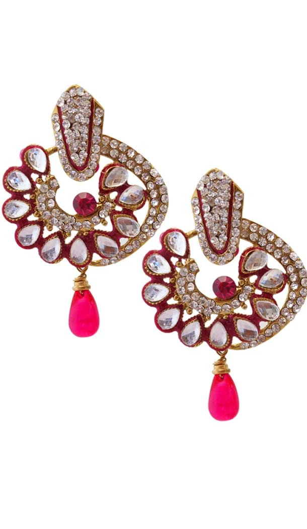 Aesthetic Pink Color Brass Gold Plated Fashion Earrings -716588892