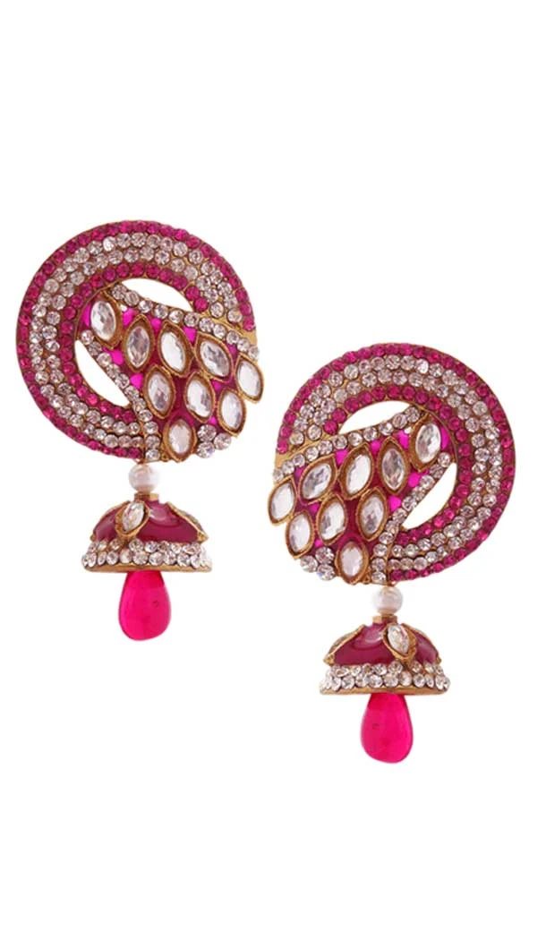 Ravishing Pink Color Brass Gold Plated Fashion Earrings -716588896