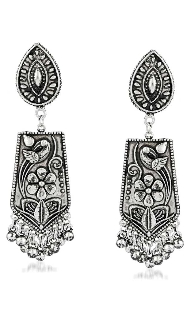 Attractive Silver Oxide Color Brass Gold Plated Fashion Earrings -716588905