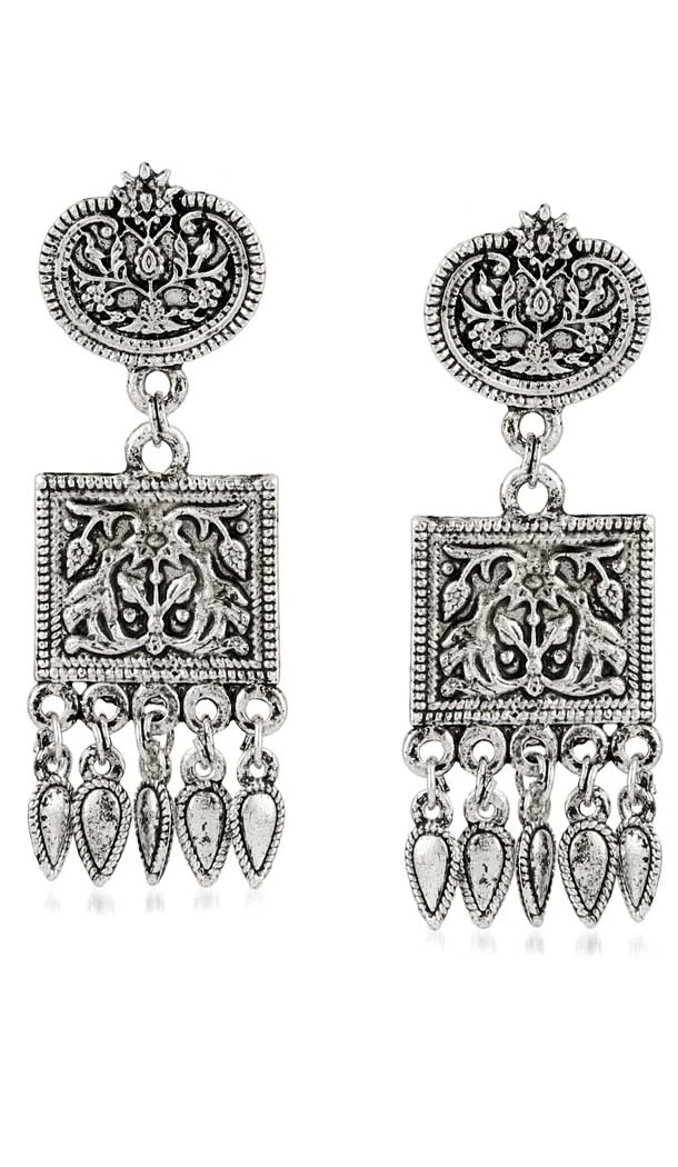 Splendorous Silver Oxide Color Brass Gold Plated Fashion Earrings -716588907