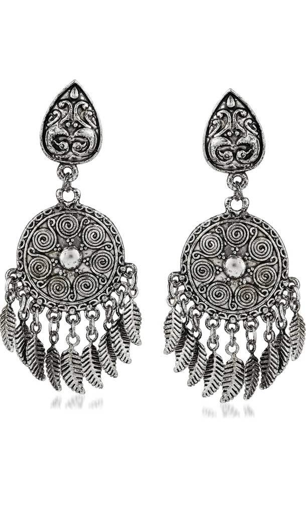 Flamboyant Silver Oxide Color Brass Gold Plated Fashion Earrings -716588908