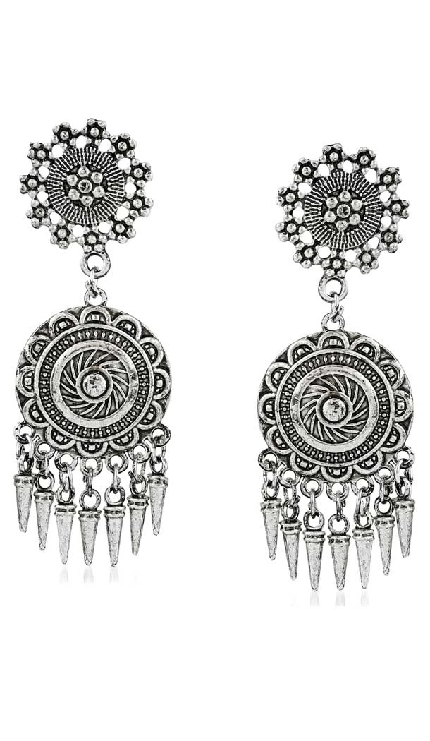 Mesmerizing Silver Oxide Color Brass Gold Plated Fashion Earrings -716588909