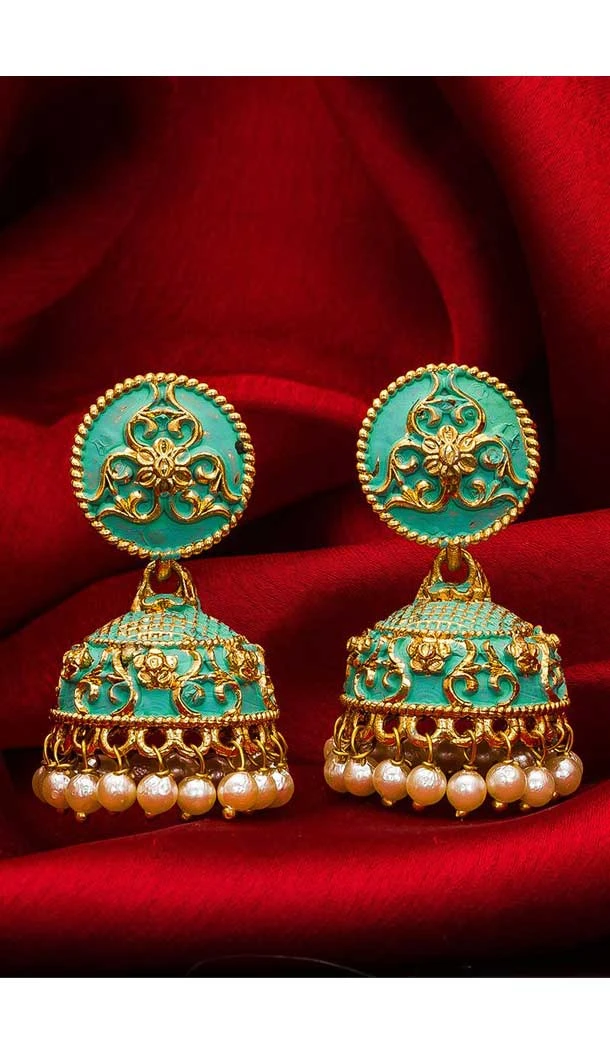 Tranquil Gold Plated Alloy Designer Imitation Jhumka Earrings -735591060