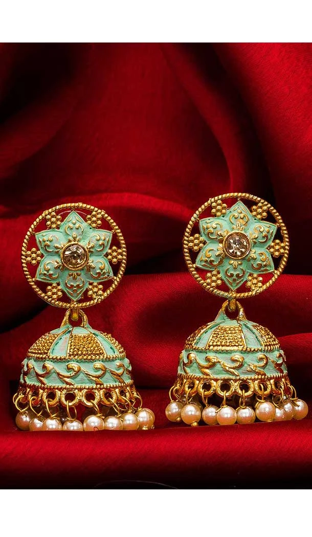 Marvelous Gold Plated Alloy Designer Imitation Jhumka Earrings -735591061