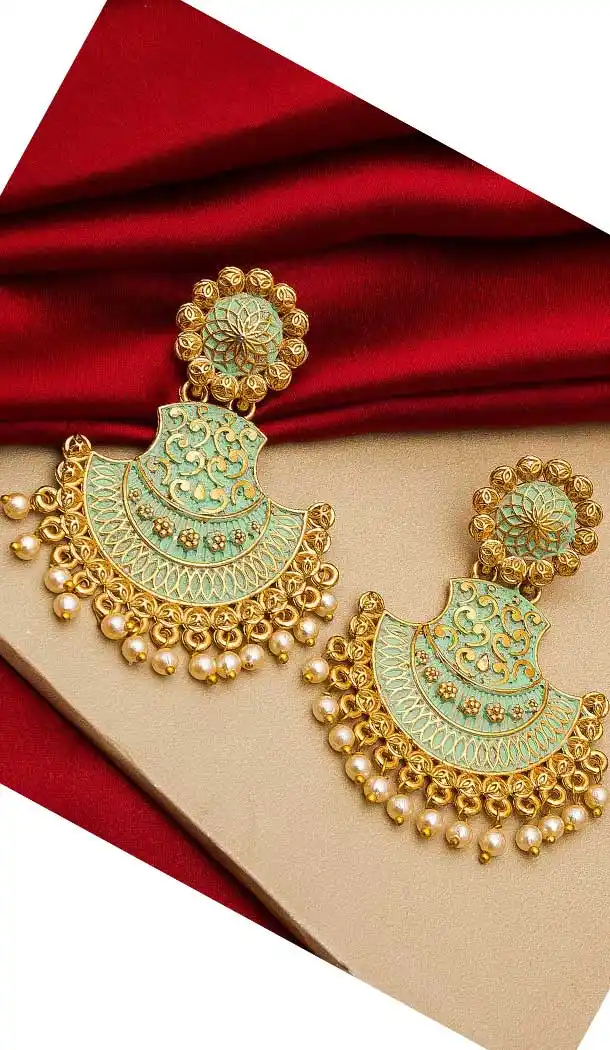 Marvelous Gold Plated Alloy Designer Imitation Jhumka Earrings -735591072