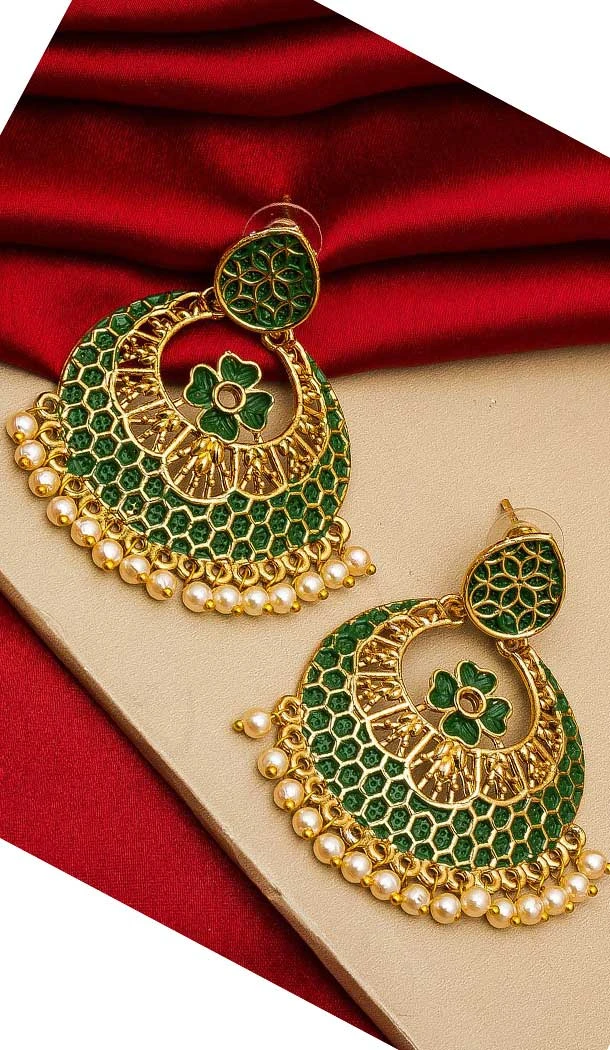 Plushy Gold Plated Alloy Designer Imitation Jhumka Earrings -735591074