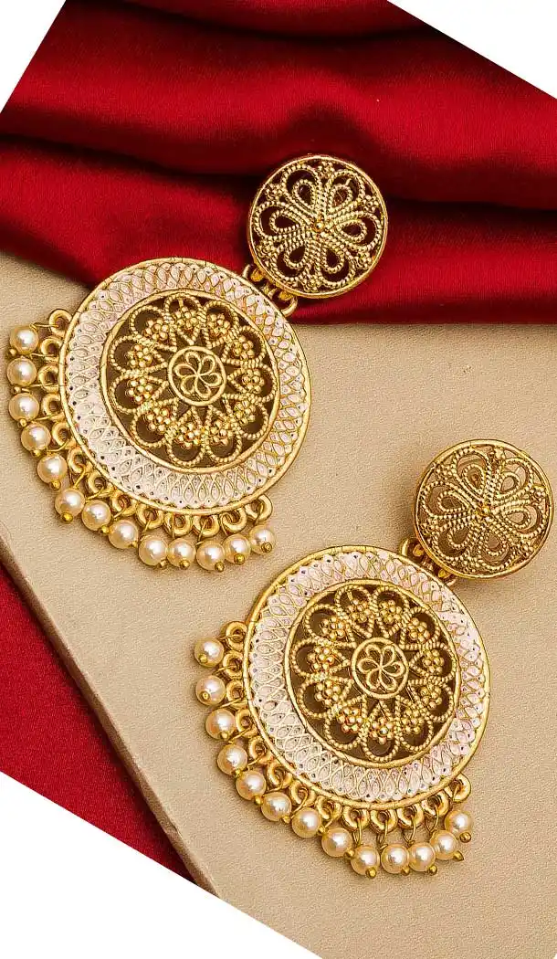 Divine Gold Plated Alloy Designer Imitation Jhumka Earrings -735591075