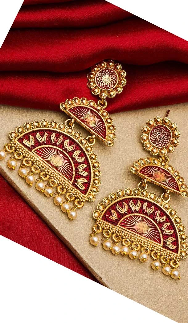 Vivacious Gold Plated Alloy Designer Imitation Jhumka Earrings -735591078