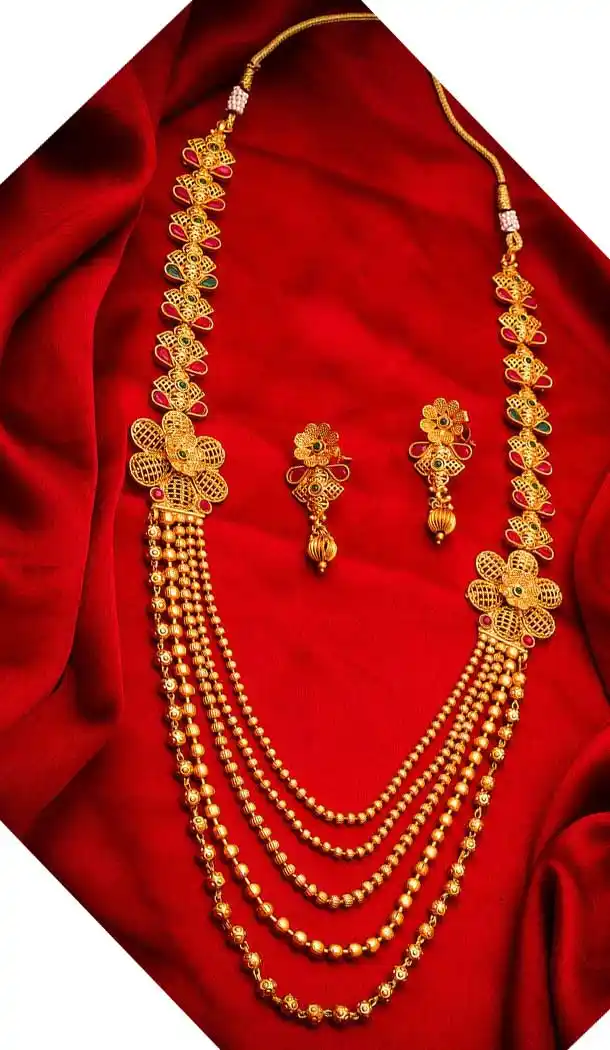 Enigmatic Gold Plated Alloy Designer Imitation Necklace Set -718589102